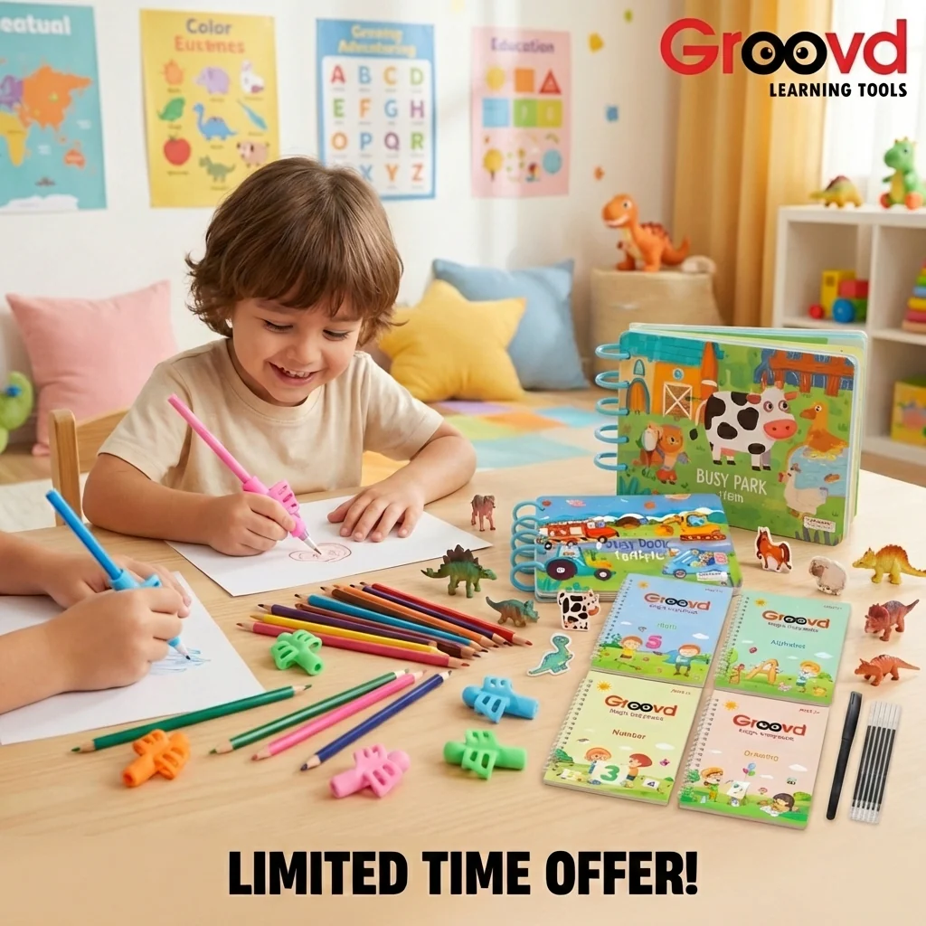 Children's Magic Copybooks + BrightMinds™ Busy Book + 1 FREE Pen Grip Trainer - Image 2