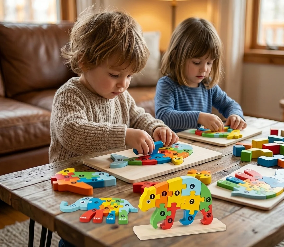 Montessori NumberPlay™ Interlocking Wooden Puzzle Set - Image 12