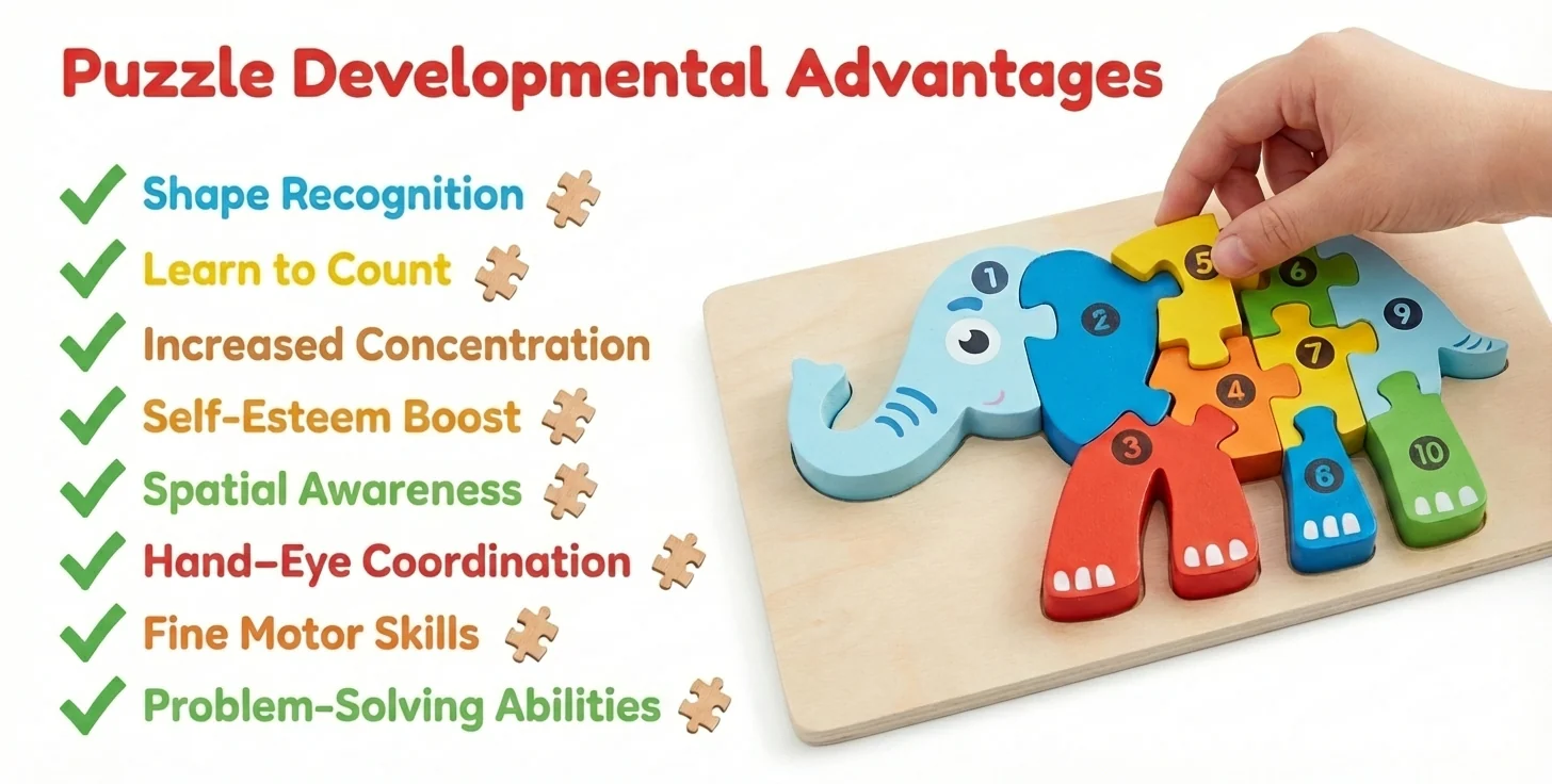 Montessori NumberPlay™ Interlocking Wooden Puzzle Set - Image 3