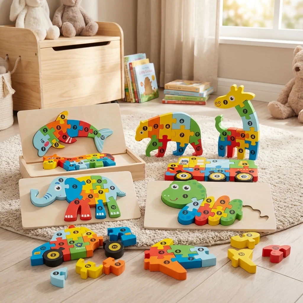 Montessori NumberPlay™ Interlocking Wooden Puzzle Set - Image 4