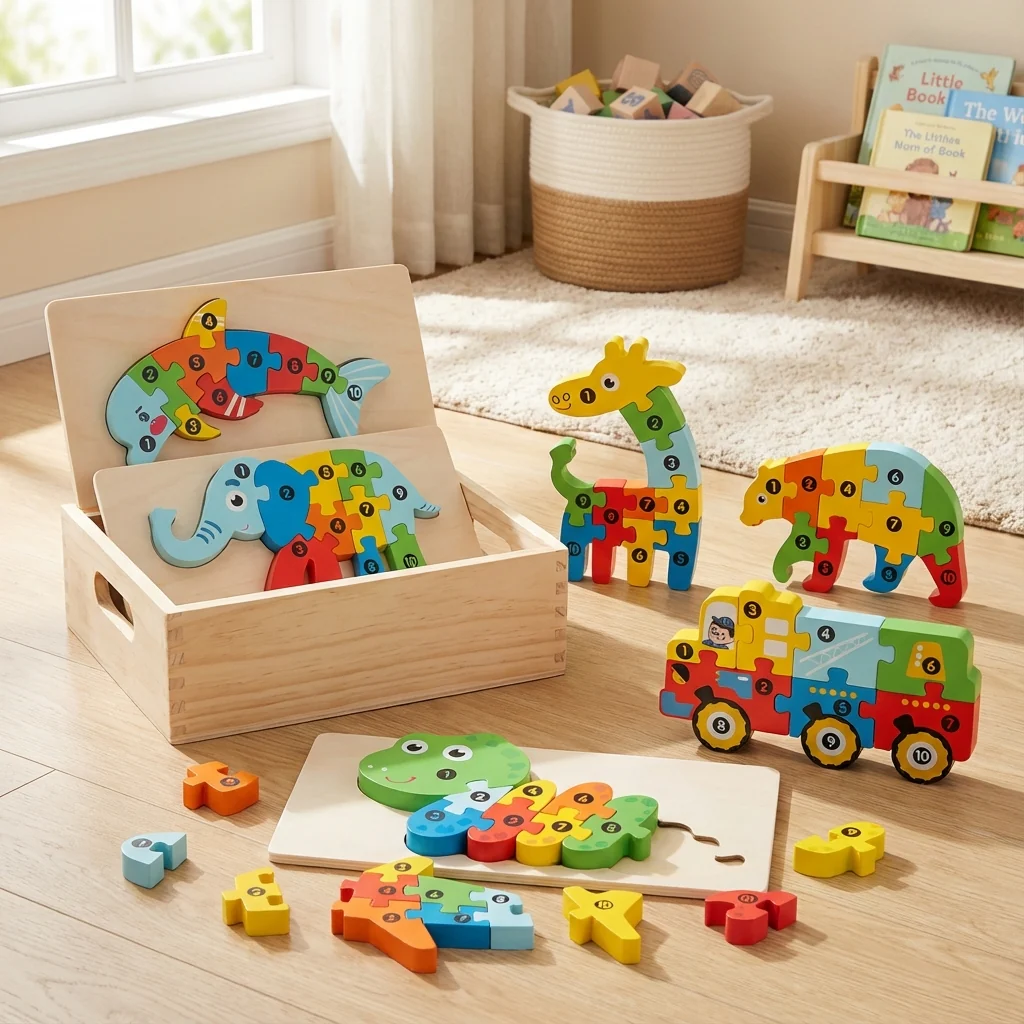 Montessori NumberPlay™ Interlocking Wooden Puzzle Set - Image 5