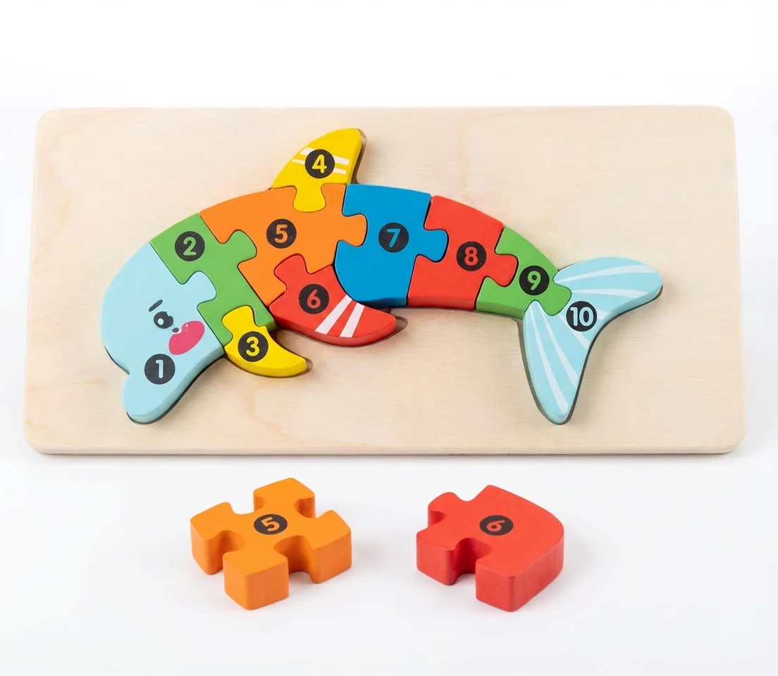 Montessori NumberPlay™ Interlocking Wooden Puzzle Set - Image 6