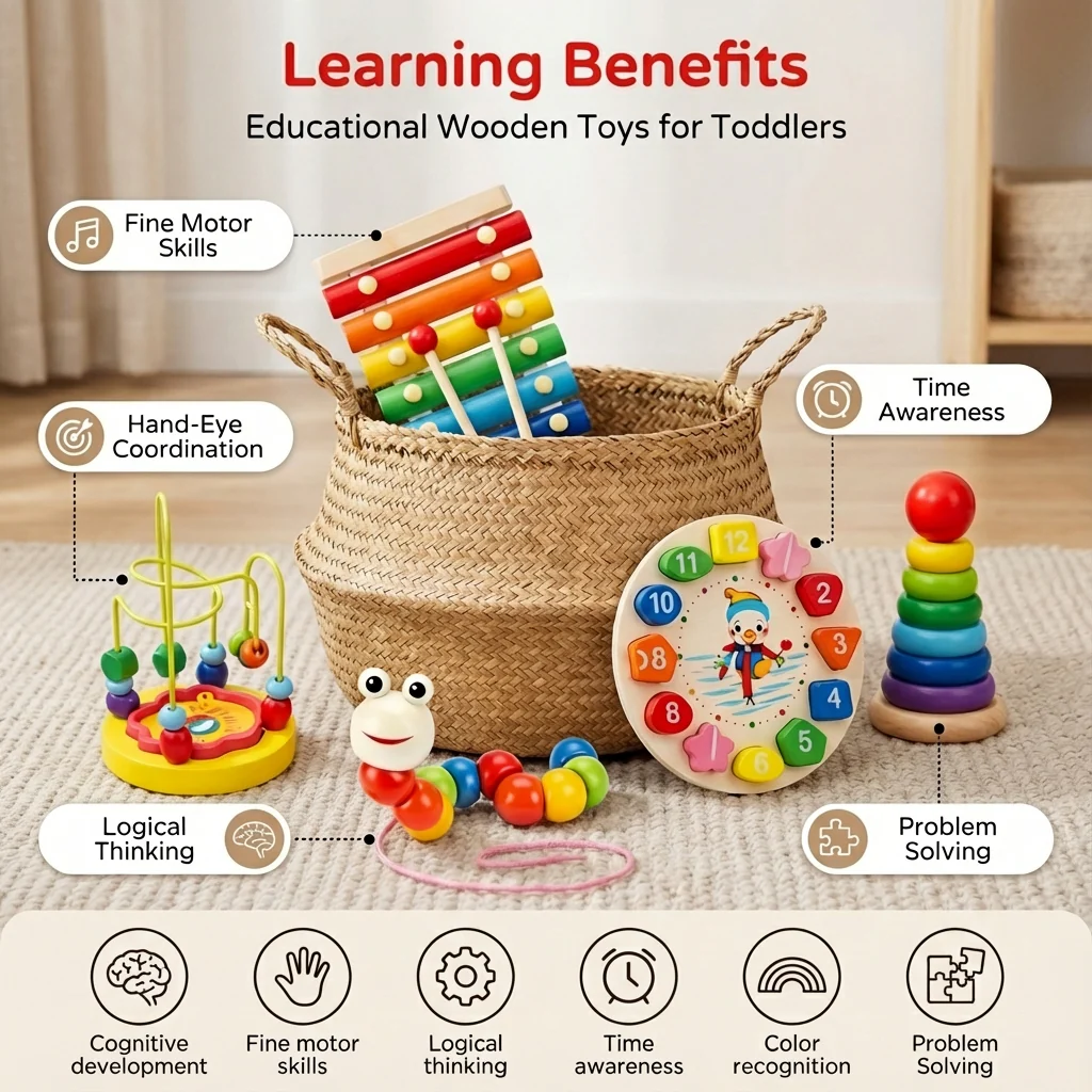 Montessori Wooden Learning Toy Set for Toddlers – Math, Numbers & Motor Skills - Image 2